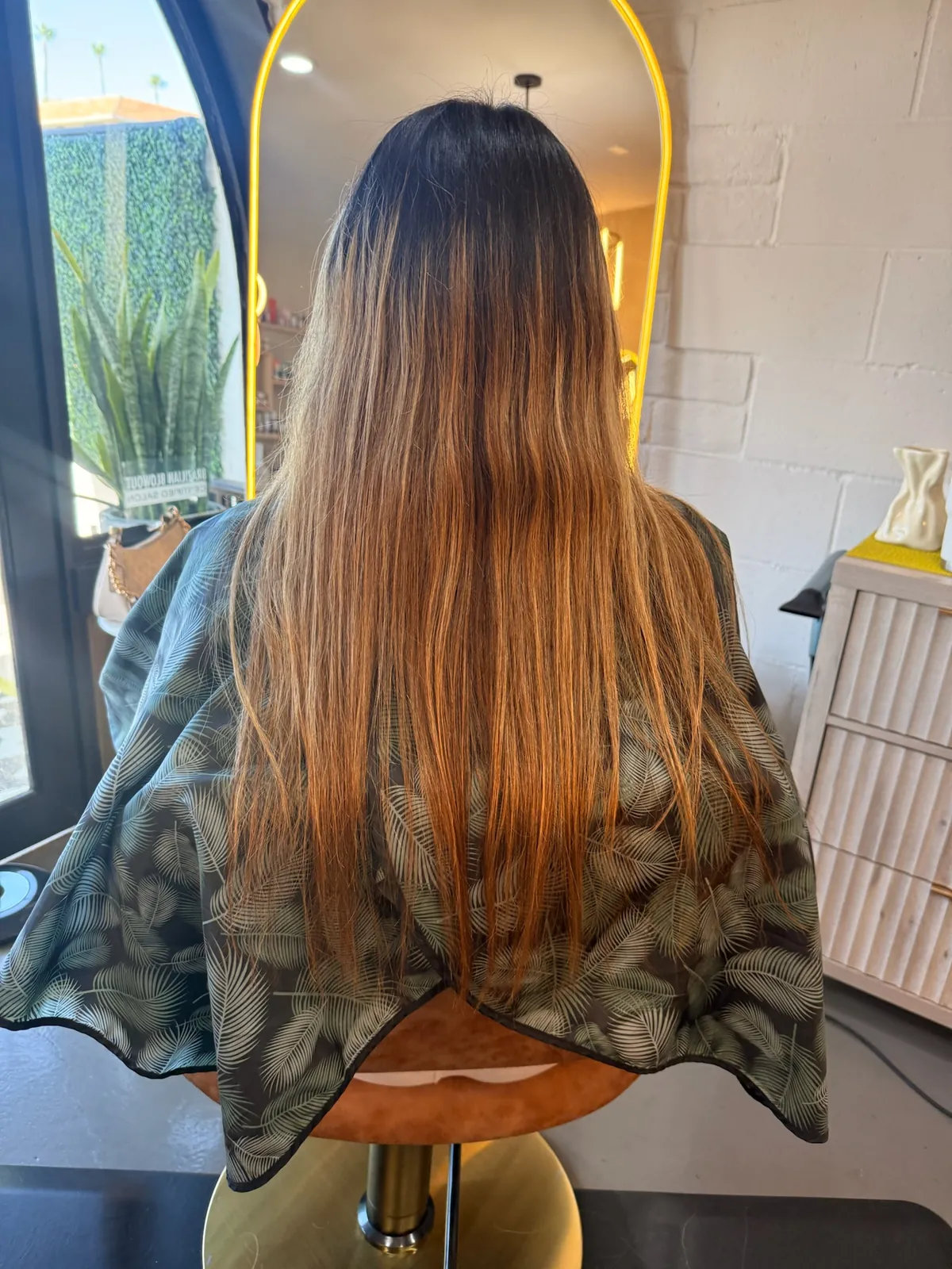 Before: dark hair with faded copper lengths.